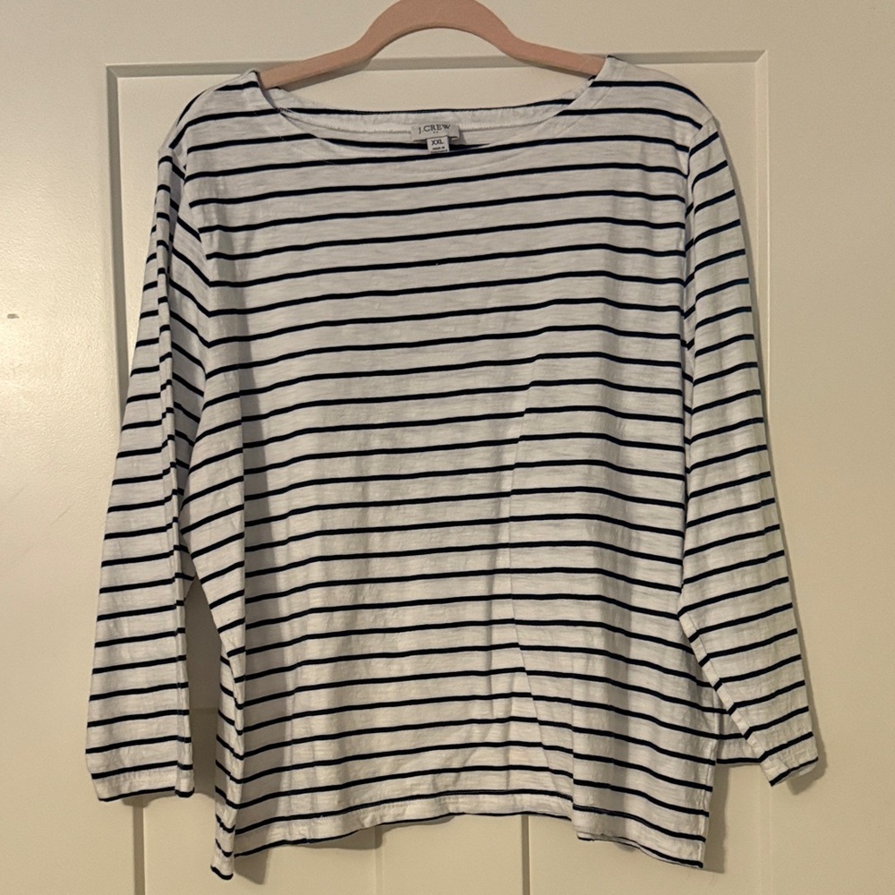 J. Crew Navy and White Striped Top